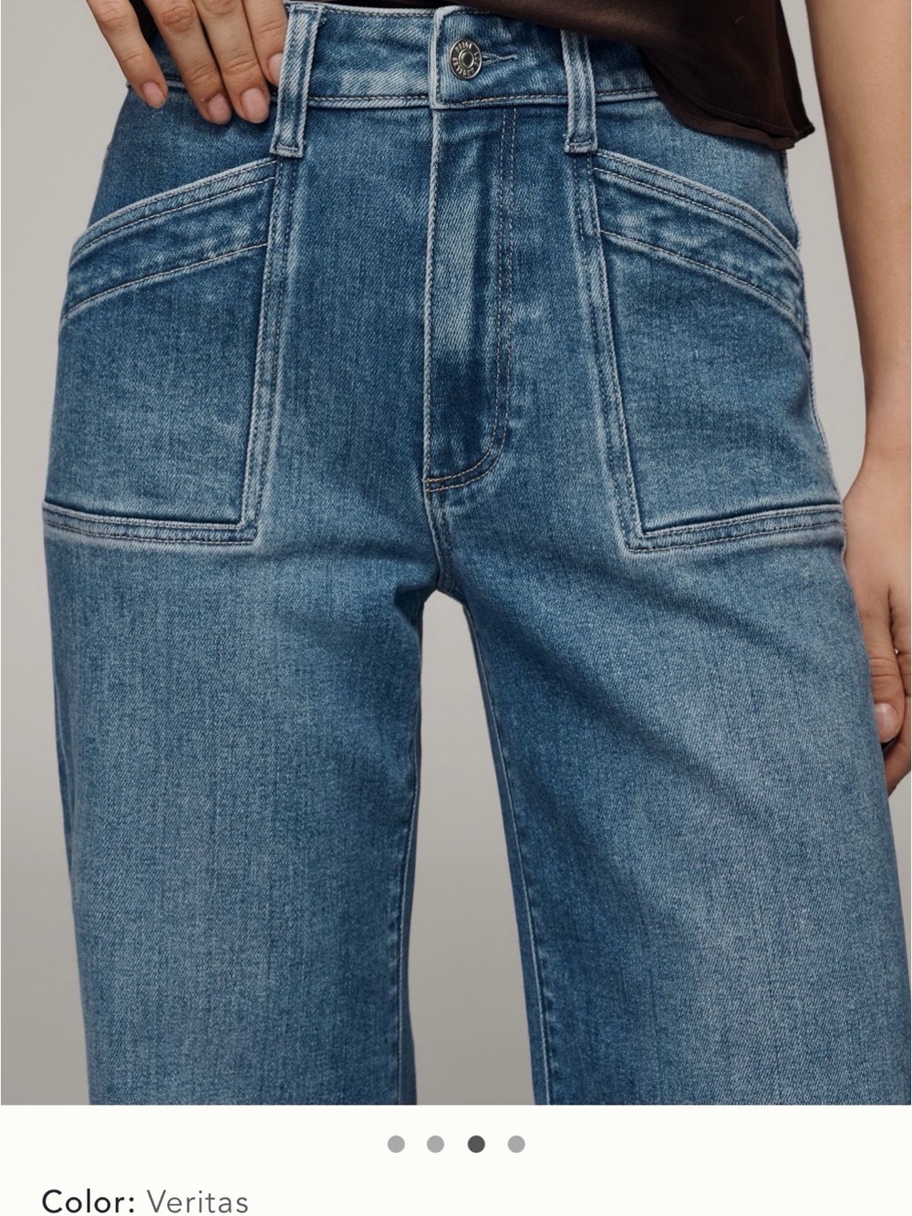 NWT PAIGE Anessa Quincy Pocket Raw Hem Wide Leg Jeans Veritas 29 - Picture 3 of 16